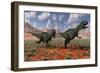 A Pair of Yangchuanosaurus Dinosaurs Hunting-null-Framed Art Print