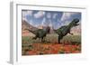 A Pair of Yangchuanosaurus Dinosaurs Hunting-null-Framed Art Print