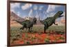 A Pair of Yangchuanosaurus Dinosaurs Hunting-null-Framed Art Print