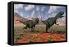 A Pair of Yangchuanosaurus Dinosaurs Hunting-null-Framed Stretched Canvas