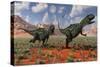 A Pair of Yangchuanosaurus Dinosaurs Hunting-null-Stretched Canvas