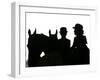 A Pair of Young Girls Wait with Their Horses-null-Framed Premium Photographic Print