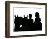 A Pair of Young Girls Wait with Their Horses-null-Framed Photographic Print