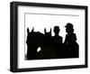 A Pair of Young Girls Wait with Their Horses-null-Framed Photographic Print