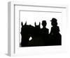 A Pair of Young Girls Wait with Their Horses-null-Framed Photographic Print