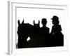 A Pair of Young Girls Wait with Their Horses-null-Framed Photographic Print