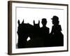 A Pair of Young Girls Wait with Their Horses-null-Framed Photographic Print