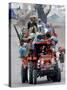 A Pakistan Earthquake Survivor Family Ride a Vehicle as They Make Their Way to Mansehra-null-Stretched Canvas