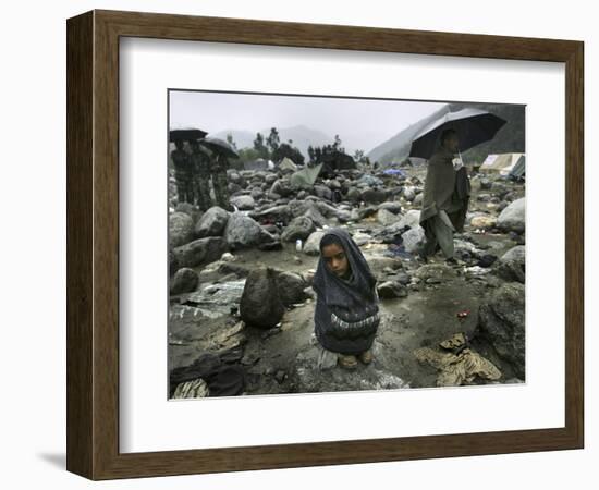 A Pakistani Earthquake Survivor Shivers-null-Framed Photographic Print