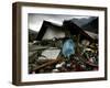 A Pakistani Earthquake Survivor Takes Shelter from the Rain-null-Framed Photographic Print