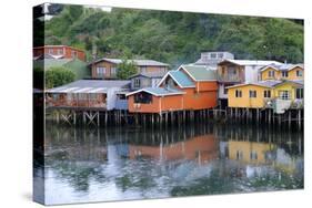 A palafita stilt village in Castro, Chiloe Island, northern Patagonia, Chile, South America-Alex Robinson-Stretched Canvas