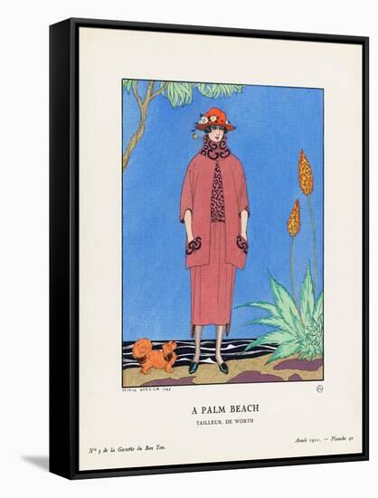 A Palm Beach, at Palm Beach, Florida, Usa, Art-Deco Fashion for the Gazette Du Bon Ton, a Parisian-Georges Barbier-Framed Stretched Canvas