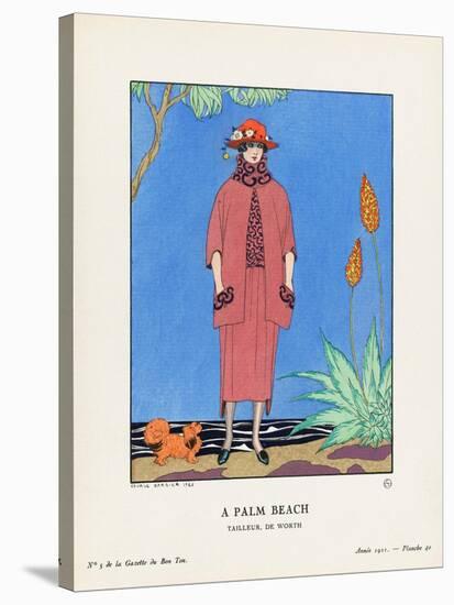 A Palm Beach, at Palm Beach, Florida, Usa, Art-Deco Fashion for the Gazette Du Bon Ton, a Parisian-Georges Barbier-Stretched Canvas