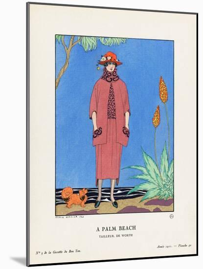 A Palm Beach, at Palm Beach, Florida, Usa, Art-Deco Fashion for the Gazette Du Bon Ton, a Parisian-Georges Barbier-Mounted Giclee Print