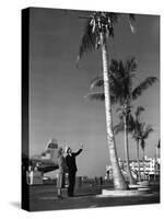 A Pan American Pilot and Flight Attendant the Edge of the Tarmac at Miami International Airport-null-Stretched Canvas