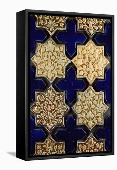 A Panel of Kashan Lustre Stellar and Cobalt Cruciform Tiles, 13th Century-null-Framed Stretched Canvas