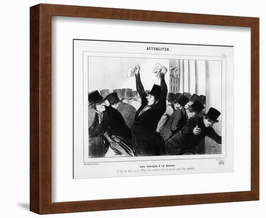 A Panic at the Stock Exchange', Caricature from 'Le Charivari', December 9, 1845-Honore Daumier-Framed Giclee Print