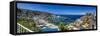 A Panorama of Avalon on Catalina Island-Andrew Shoemaker-Framed Stretched Canvas