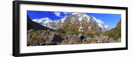 A Panorama of Mountains at the Entrance to Milford Sound, South Island, New Zealand-Paul Dymond-Framed Photographic Print