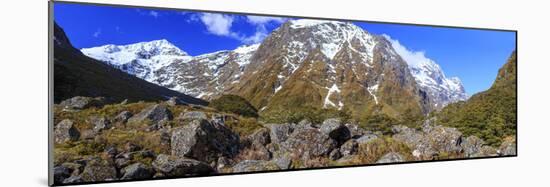 A Panorama of Mountains at the Entrance to Milford Sound, South Island, New Zealand-Paul Dymond-Mounted Photographic Print