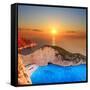 A Panorama of Sunset over Zakynthos Island, Greece-Ljsphotography-Framed Stretched Canvas