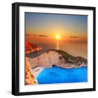 A Panorama of Sunset over Zakynthos Island, Greece-Ljsphotography-Framed Photographic Print