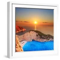 A Panorama of Sunset over Zakynthos Island, Greece-Ljsphotography-Framed Photographic Print