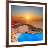 A Panorama of Sunset over Zakynthos Island, Greece-Ljsphotography-Framed Photographic Print