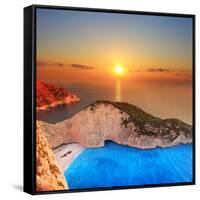 A Panorama of Sunset over Zakynthos Island, Greece-Ljsphotography-Framed Stretched Canvas