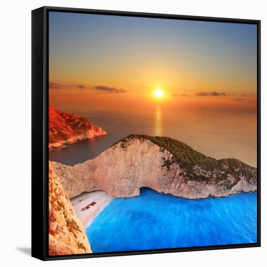 A Panorama of Sunset over Zakynthos Island, Greece-Ljsphotography-Framed Stretched Canvas