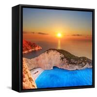 A Panorama of Sunset over Zakynthos Island, Greece-Ljsphotography-Framed Stretched Canvas