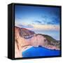 A Panorama of Zakynthos Island with a Shipwreck on the Sandy Beach-Ljsphotography-Framed Stretched Canvas