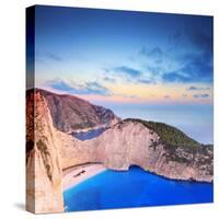 A Panorama of Zakynthos Island with a Shipwreck on the Sandy Beach-Ljsphotography-Stretched Canvas