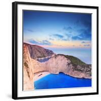 A Panorama of Zakynthos Island with a Shipwreck on the Sandy Beach-Ljsphotography-Framed Photographic Print