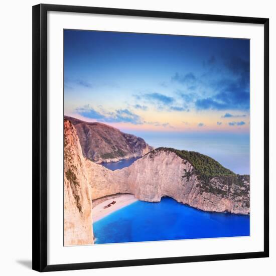 A Panorama of Zakynthos Island with a Shipwreck on the Sandy Beach-Ljsphotography-Framed Photographic Print