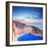 A Panorama of Zakynthos Island with a Shipwreck on the Sandy Beach-Ljsphotography-Framed Photographic Print