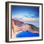 A Panorama of Zakynthos Island with a Shipwreck on the Sandy Beach-Ljsphotography-Framed Photographic Print