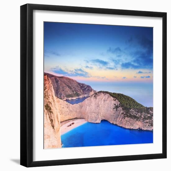 A Panorama of Zakynthos Island with a Shipwreck on the Sandy Beach-Ljsphotography-Framed Photographic Print