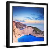 A Panorama of Zakynthos Island with a Shipwreck on the Sandy Beach-Ljsphotography-Framed Photographic Print