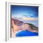 A Panorama of Zakynthos Island with a Shipwreck on the Sandy Beach-Ljsphotography-Framed Photographic Print