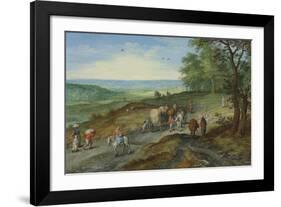 A Panoramic Landscape with a Covered Wagon-Pieter Bruegel the Elder-Framed Premium Giclee Print