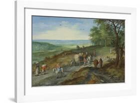 A Panoramic Landscape with a Covered Wagon-Pieter Bruegel the Elder-Framed Premium Giclee Print