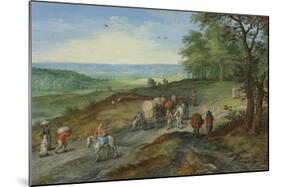 A Panoramic Landscape with a Covered Wagon-Pieter Bruegel the Elder-Mounted Premium Giclee Print