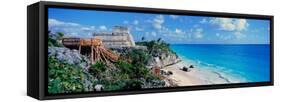 A Panoramic of Mayan Ruins of Ruinas De Tulum (Tulum Ruins) and El Castillo at Sunset-null-Framed Stretched Canvas