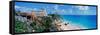 A Panoramic of Mayan Ruins of Ruinas De Tulum (Tulum Ruins) and El Castillo at Sunset-null-Framed Stretched Canvas