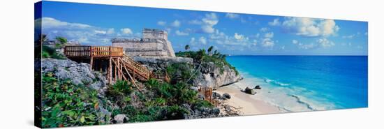 A Panoramic of Mayan Ruins of Ruinas De Tulum (Tulum Ruins) and El Castillo at Sunset-null-Stretched Canvas