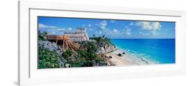 A Panoramic of Mayan Ruins of Ruinas De Tulum (Tulum Ruins) and El Castillo at Sunset-null-Framed Photographic Print