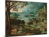 A Panoramic River Landscape with Judah and Tamar-Lucas Gassel-Mounted Giclee Print