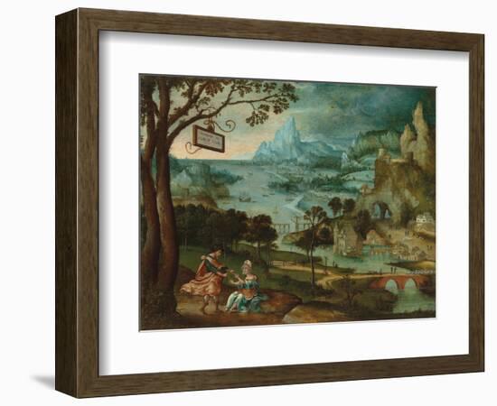 A Panoramic River Landscape with Judah and Tamar-Lucas Gassel-Framed Giclee Print