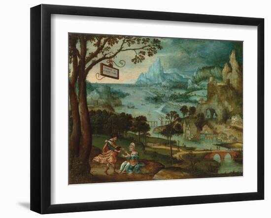 A Panoramic River Landscape with Judah and Tamar-Lucas Gassel-Framed Giclee Print